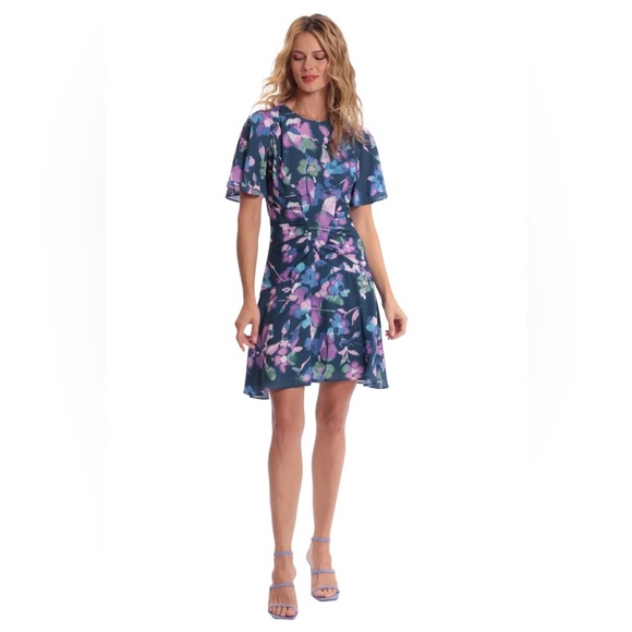 Donna Morgan Tie Dye Watercolor Sterling Dress Easter Modest Girly Floral 10 - Picture 3 of 13